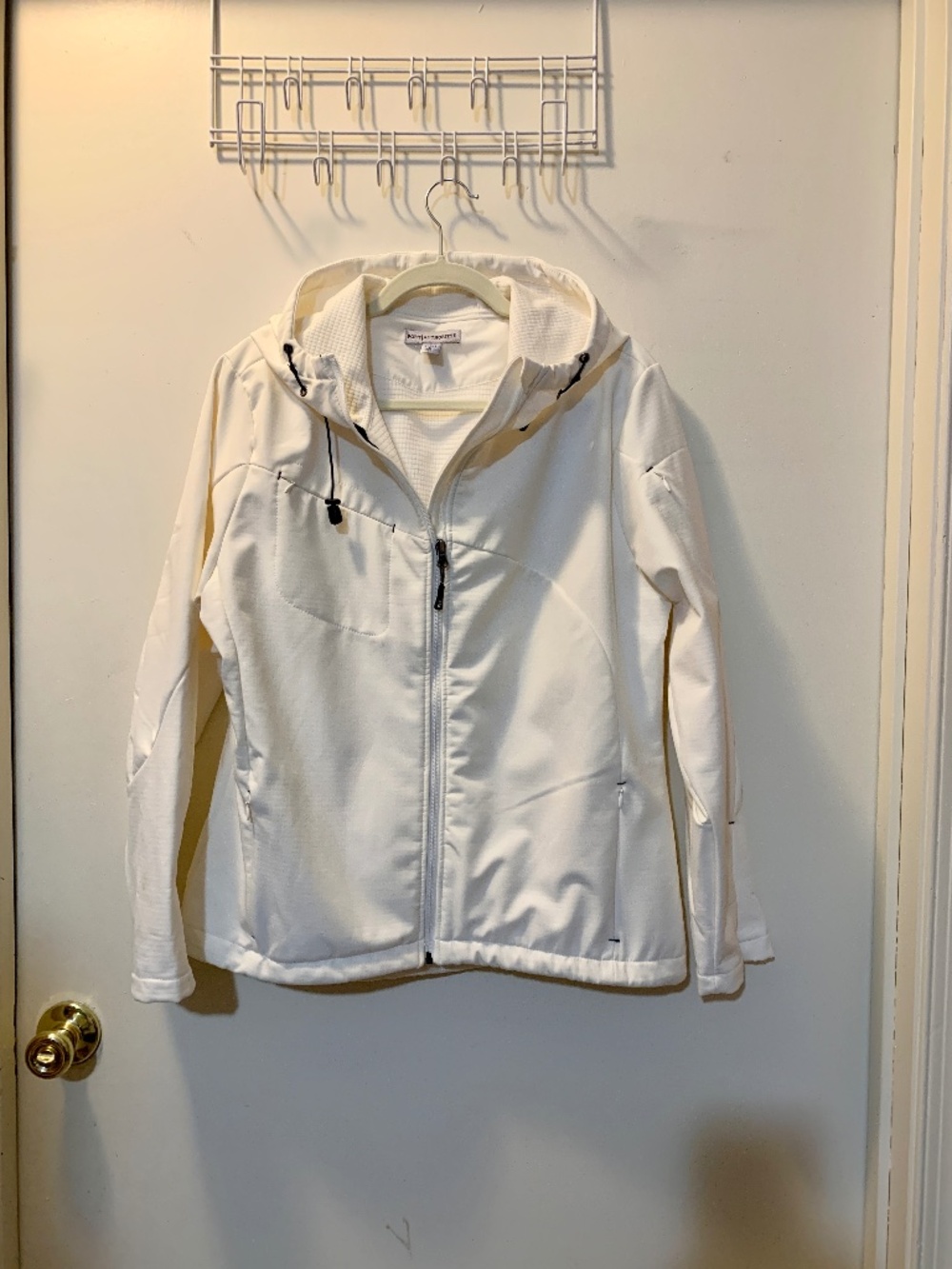 Port Authority Women's Textured Cream Hooded Jacket - Size L